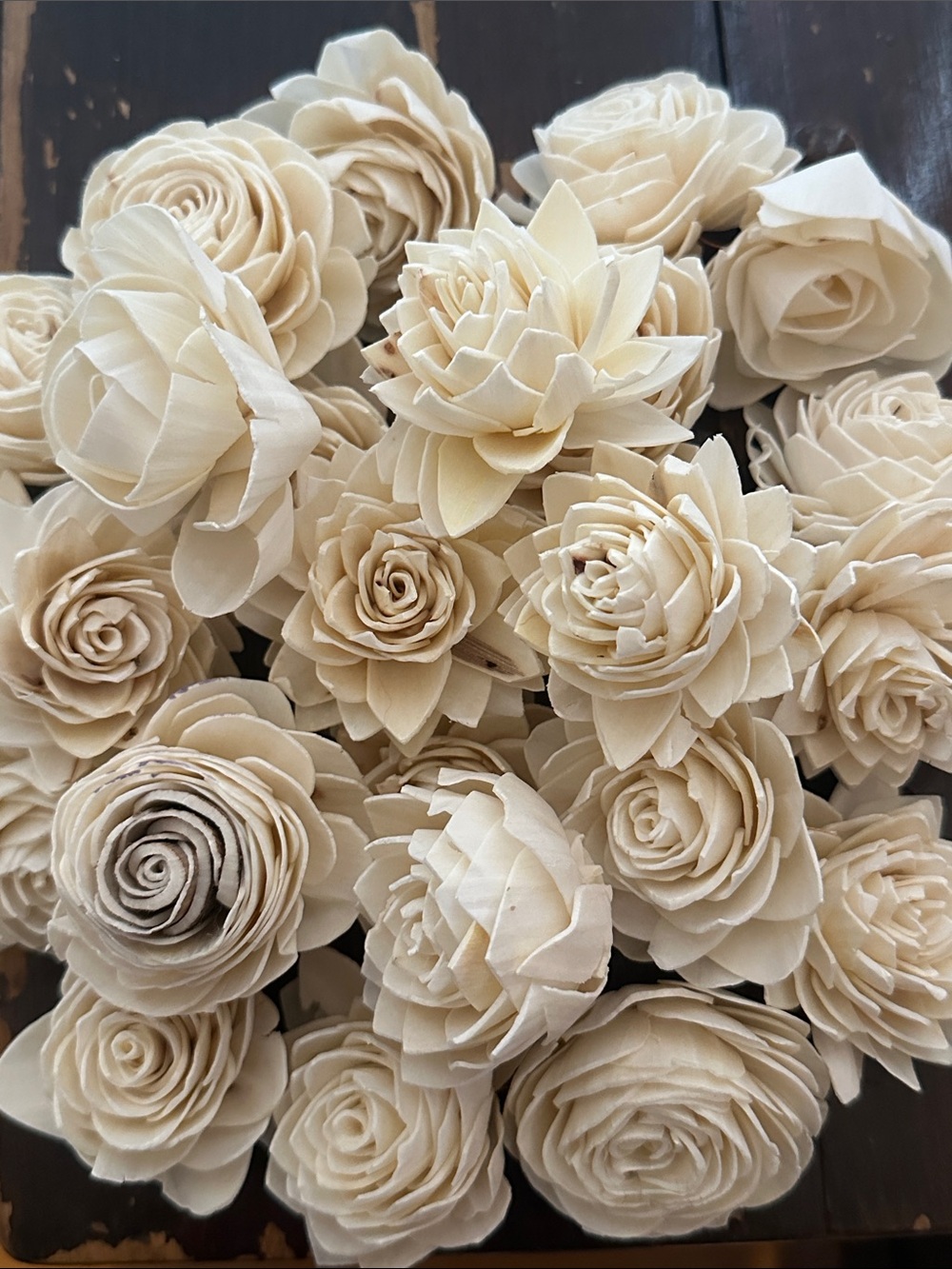 Wood Sola Flowers - bag of 25 for weddings crafts SECONDS IMPERFECT READ DESCRIP